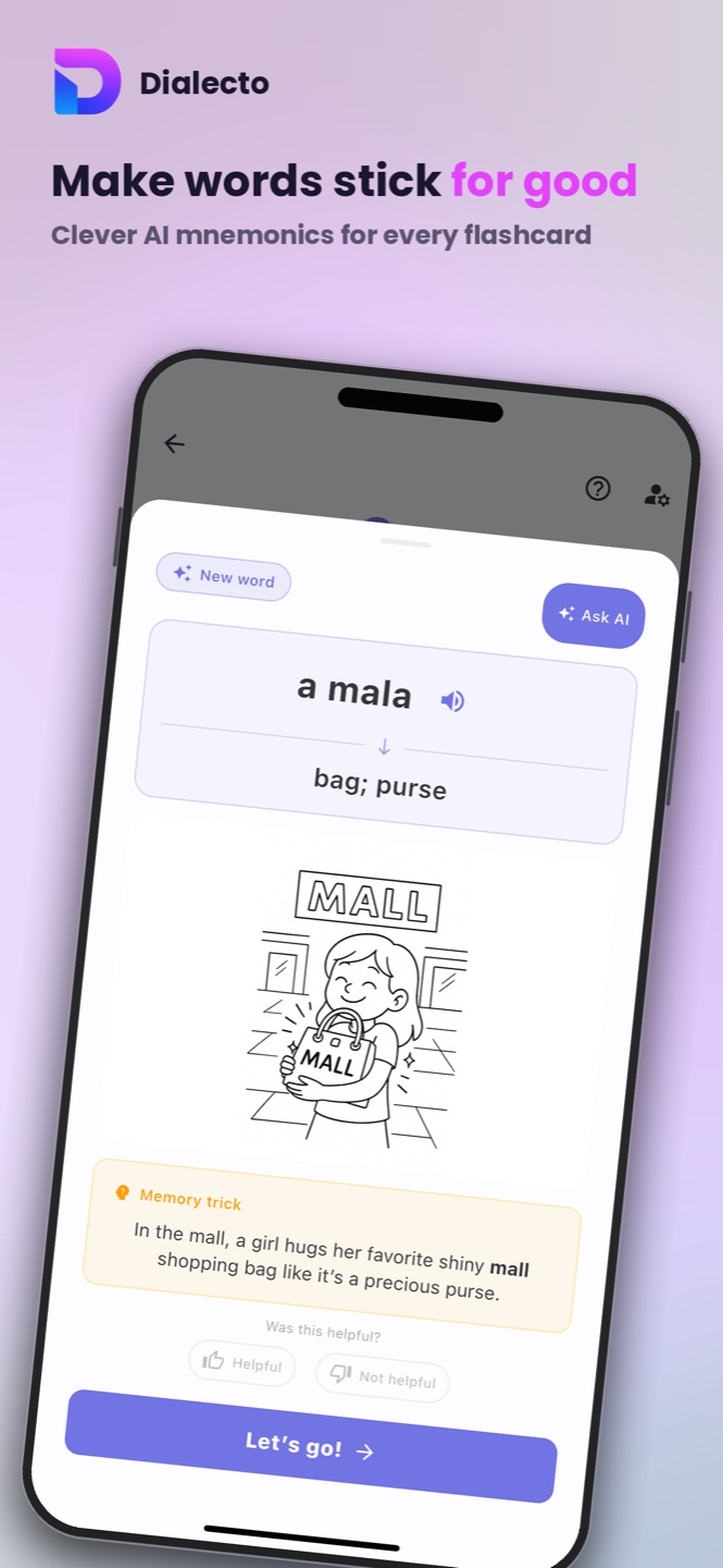Dialecto — make words stick with AI mnemonics